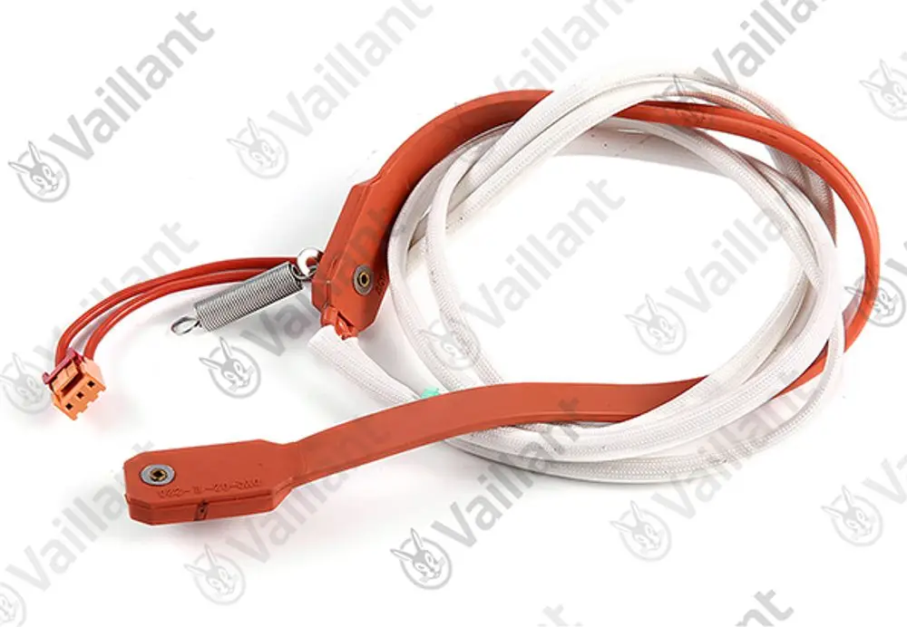Widerstands-Kabel mit zwei Anschlüssen und einer weißen Ummantelung, hergestellt von Vaillant, geeignet für den Einsatz in Klimaanlagen.